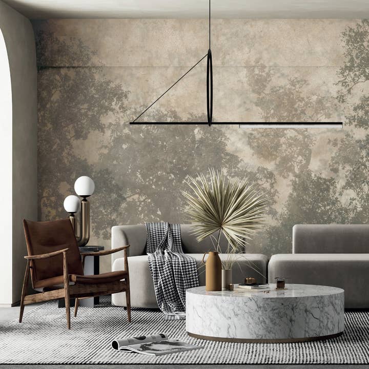 Walloro Luxury Embossed Wallpaper - Vendita all'ingrosso Carta da parati - Carta da parati paesaggistica con alberi vintage, tema natura beige chiaro, carta da parati su misura oversize, non tessuta, senza colla, removibile1