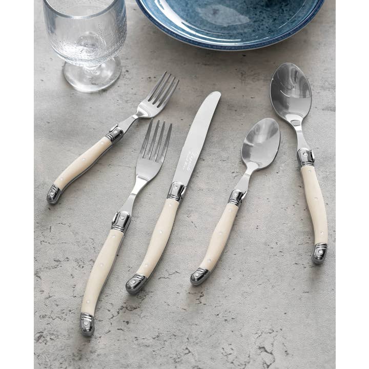 French Home – Engroshandel Bestiksæt – Laguiole Connoisseur 18/10 rustfrit stål elfenben bestik