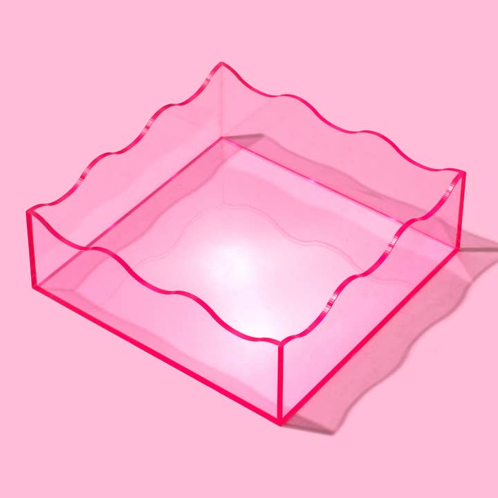 Wavy Acrylic Tray - Square - Light Pink for wholesale by Taylor Elliott Designs