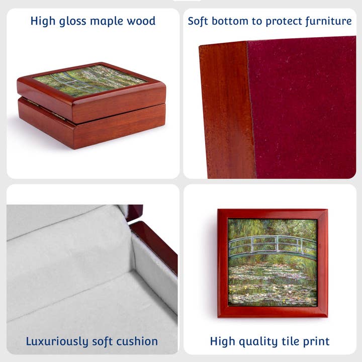 3dRose - Wholesale Jewelry Box/Organizer - 3dRose, Bridge over a Pool of Water Lilies - 1899 - by Impressionist Claude Monet famous fine art by masters, Jewelry Box6