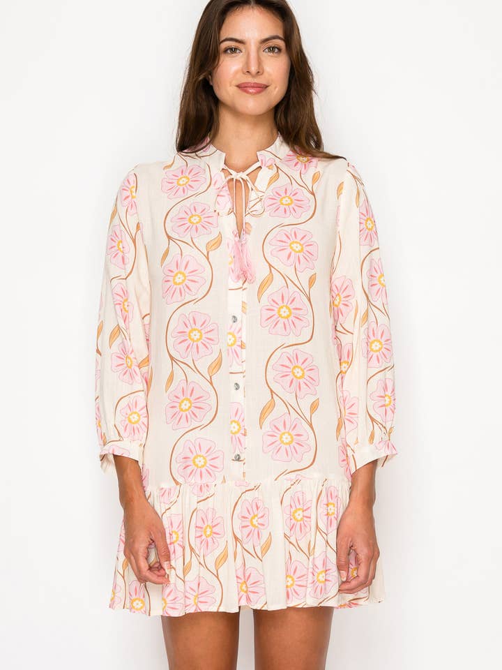 Bloemenwerveling Korte Jurk voor wholesale door Meet me in Santorini