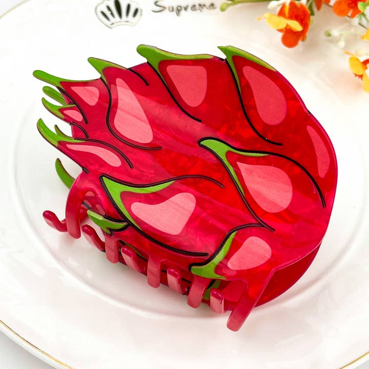 Passionate Dragon Fruit Acetate Hair Claw Clip for wholesale by mildstyles