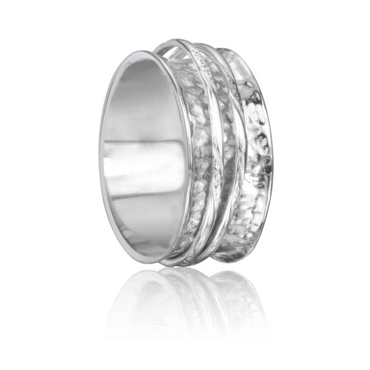 Bague de méditation texturée Awaken en argent sterling pour la vente par MeditationRings