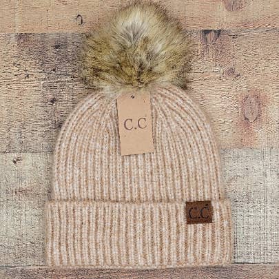 Treasure Bank - Wholesale Beanie - Women's - C.C Winter Hat, Classic Rib Beanie with  Faux Fur Pom5