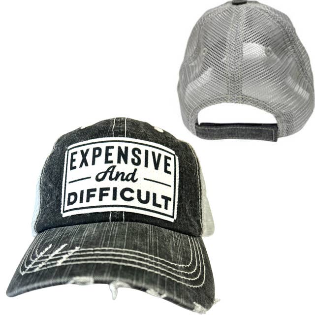 dkhandmade - Wholesale Trucker Hat - Unisex - EXPENSIVE AND DIFFICULT | UNISEX HAT | DISTRESSED2