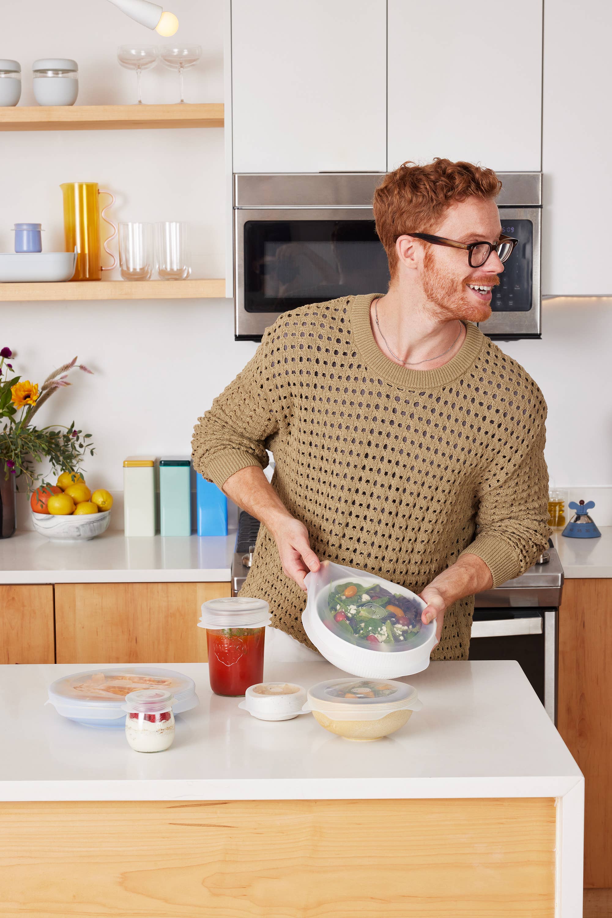 W&P - Wholesale Voedselopslagcontainer - Herbruikbare siliconen stretchdeksels - set van 6 verschillende maten5