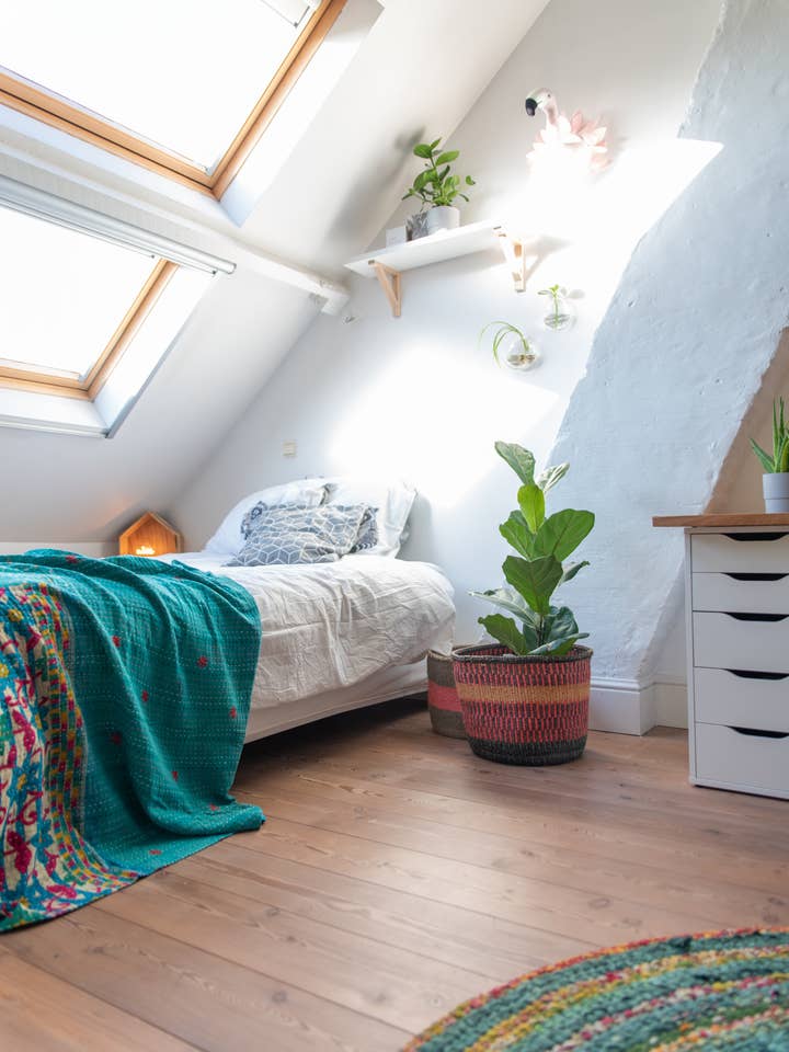 Vintage Sari Kantha Bedcover (Cool Blue) for wholesale by Crafts by Solid