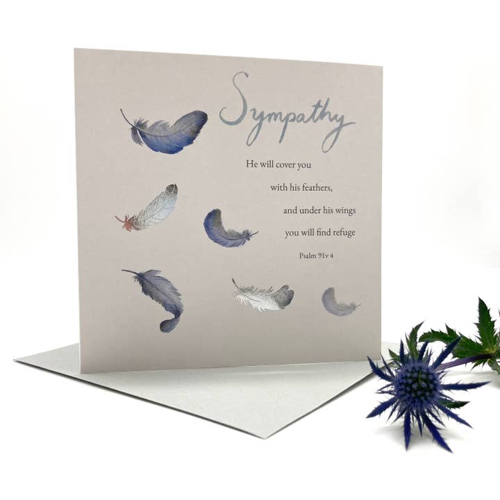 Sympathy Feathers Christian Sympathy Card for wholesale by Forget-me-not Christian Cards