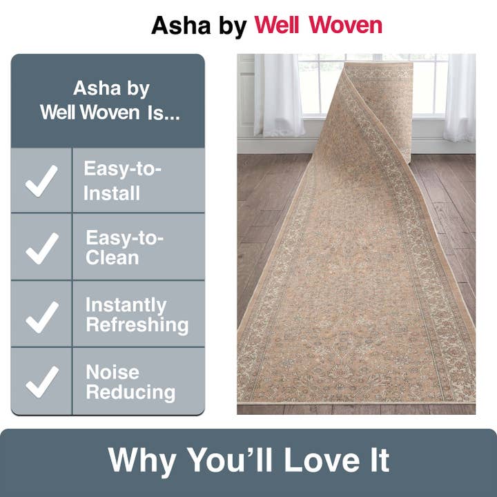 Well Woven - Wholesale Runner Rug - Custom Size Stair Runner Rome Floral Beige Choose Length4