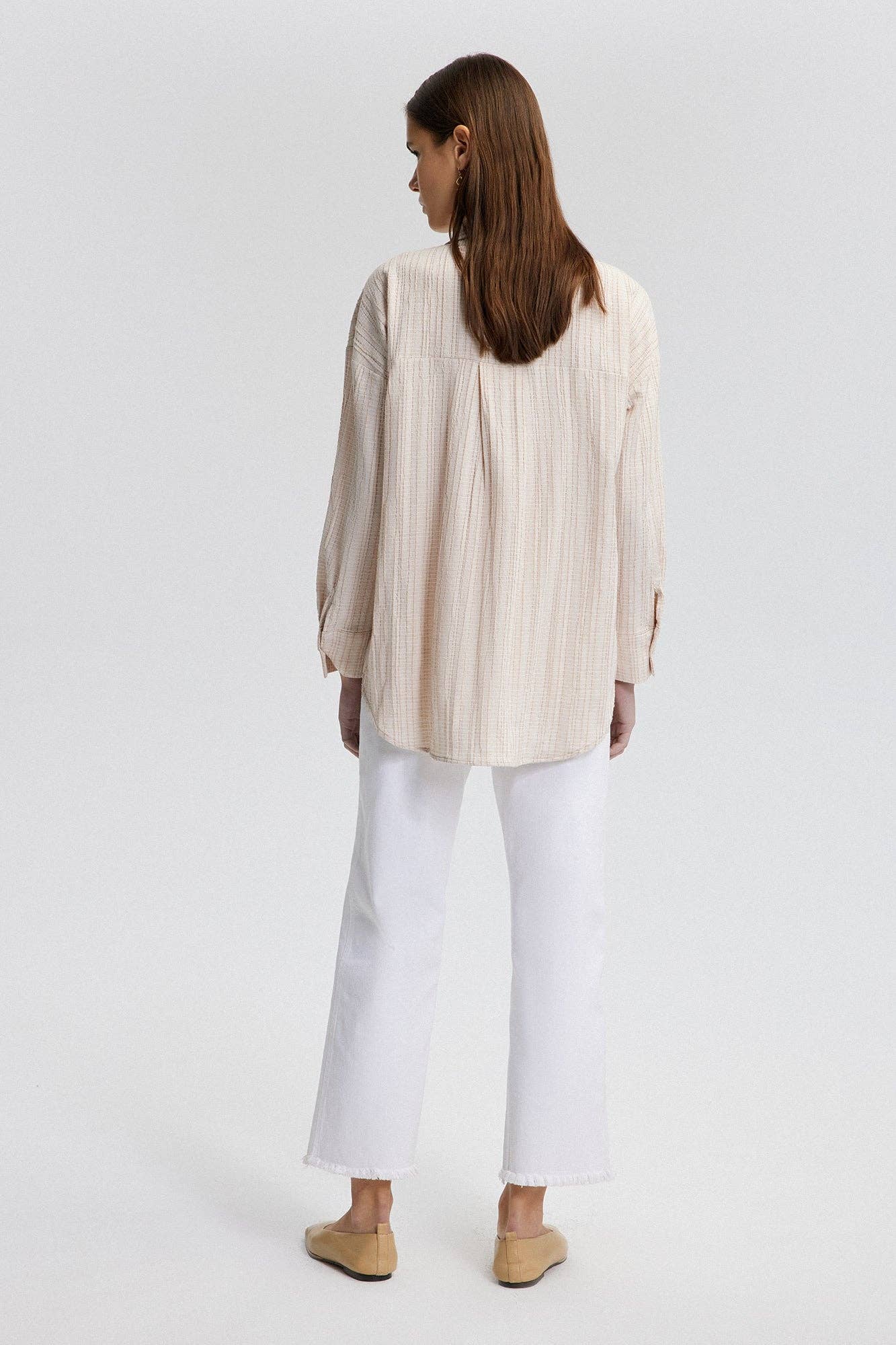 Beige NATURAL TEXTURED EMBROIDERED SHIRT for wholesale on Faire3
