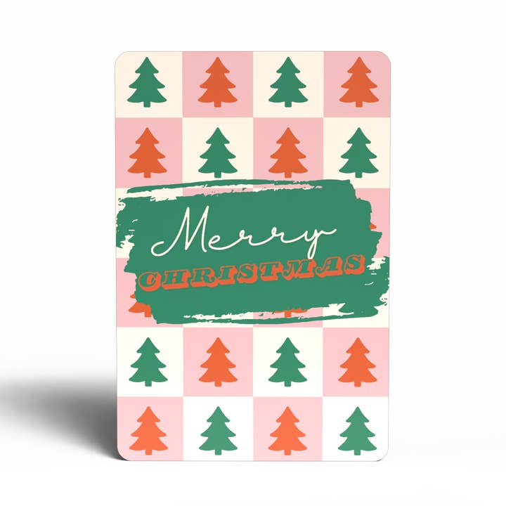 Carte postale de Noël en bois durable, chaussette pour la vente par Lifeforce Glass, Inc.