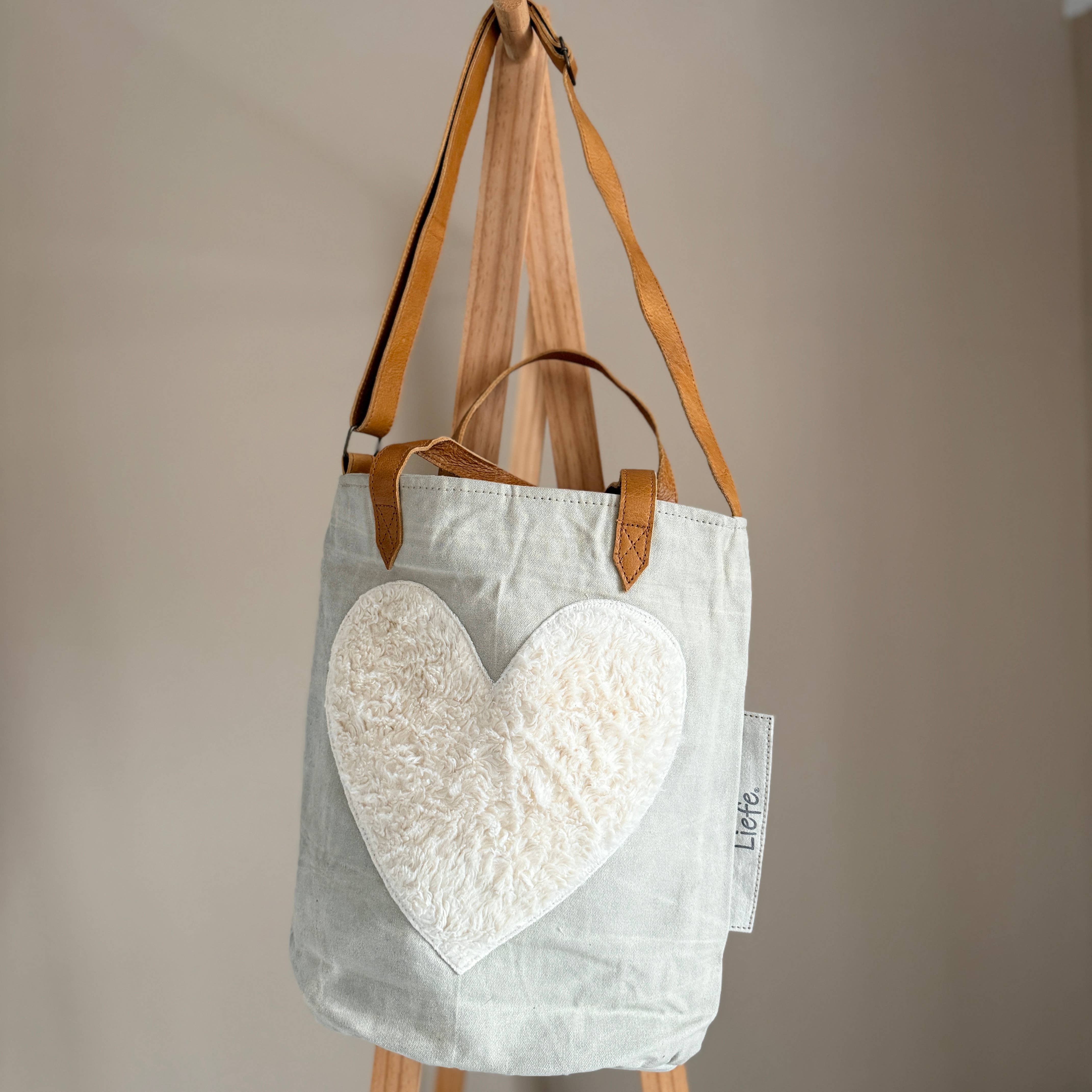 Liefe NL - Vente Sac porté épaule – femme - BucketBag teddy heart (vintage clair)6