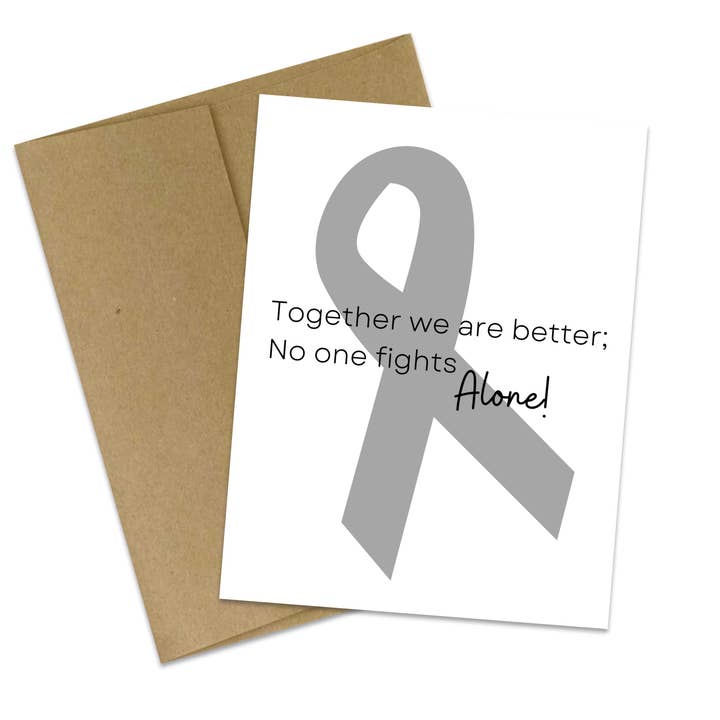No one fights alone - Cancer Awareness greeting card for wholesale by Butterflies + Halos