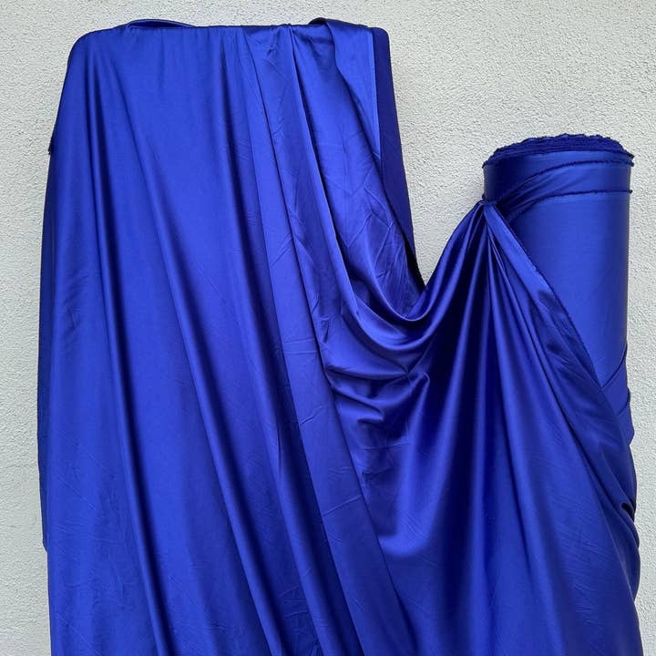 GalaTextile - Wholesale Fabric - Royal Blue Luxury Silky Satin Fabric By Yard, Spandex Deep Blue Bridal Fabric for Dresses Bows, Lingerie, Nightgowns, Blouses, Best Price1