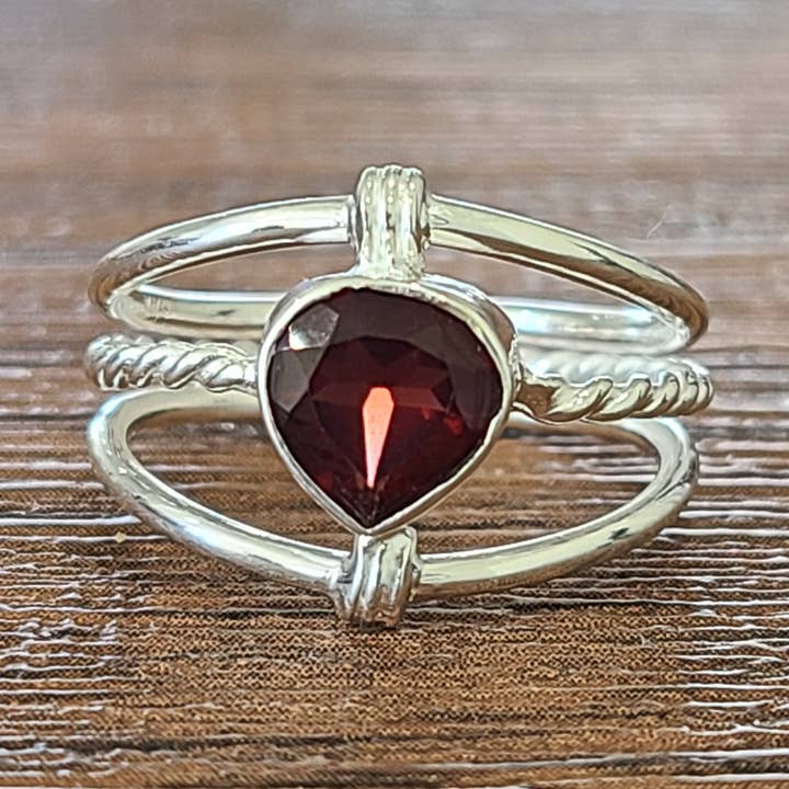 .925 Sterling Silver Faceted Heart Ring for wholesale by jaded., llc