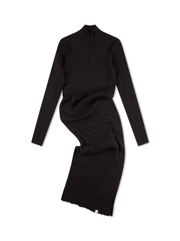 Matona - Wholesale Dress - Women's - Ribbed Dress onyx1