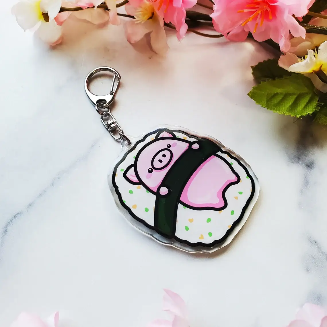 Muijistudio - Wholesale Keychain - Unisex - Piggy Musubi Acrylic Keychain, spam musubi keychain1