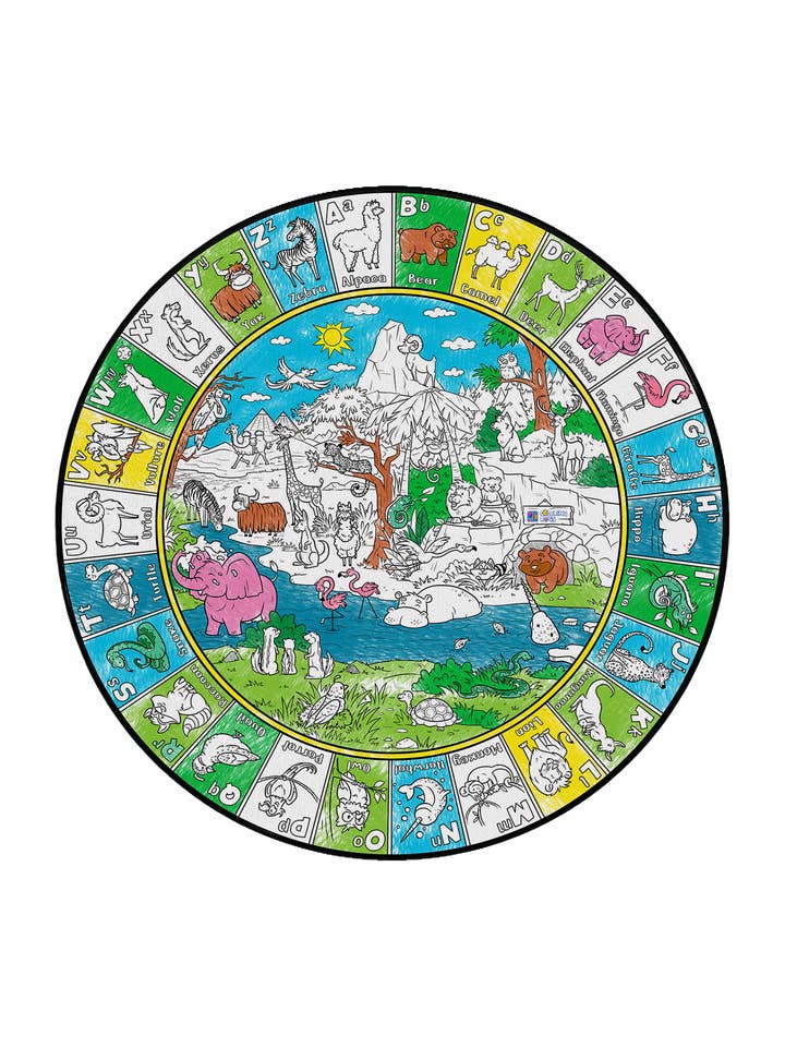 Alpha Zoo Circle Time per la vendita all'ingrosso da parte di Coloring Rugs