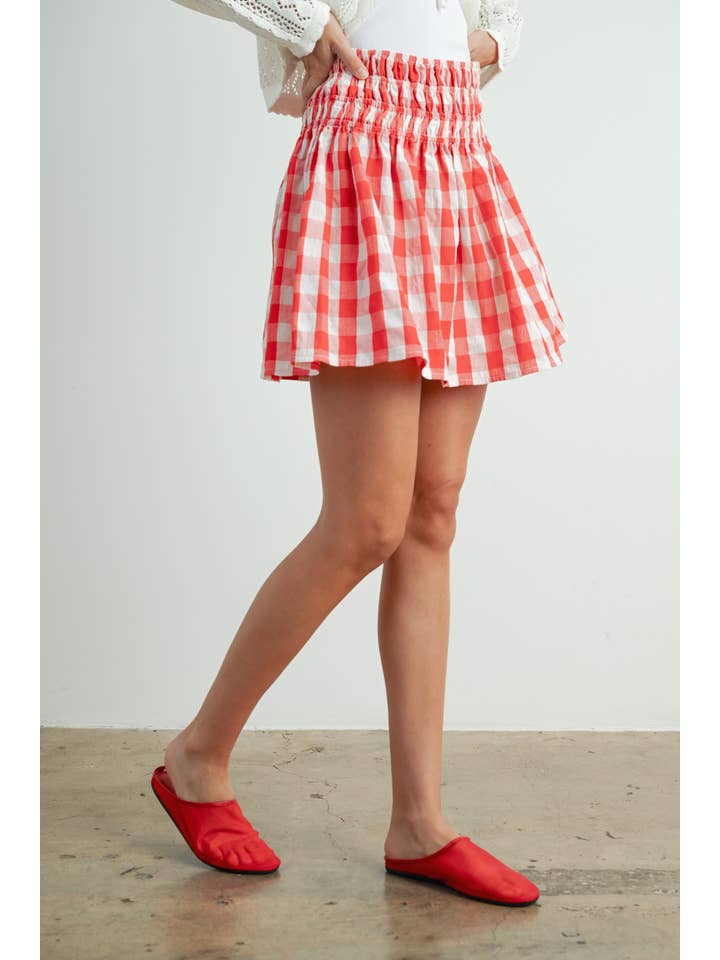 VERMELHO/MARFIM Saia Xadrez com Padrão de Quadrados - BMS7743 para venda a revendedores na Faire6