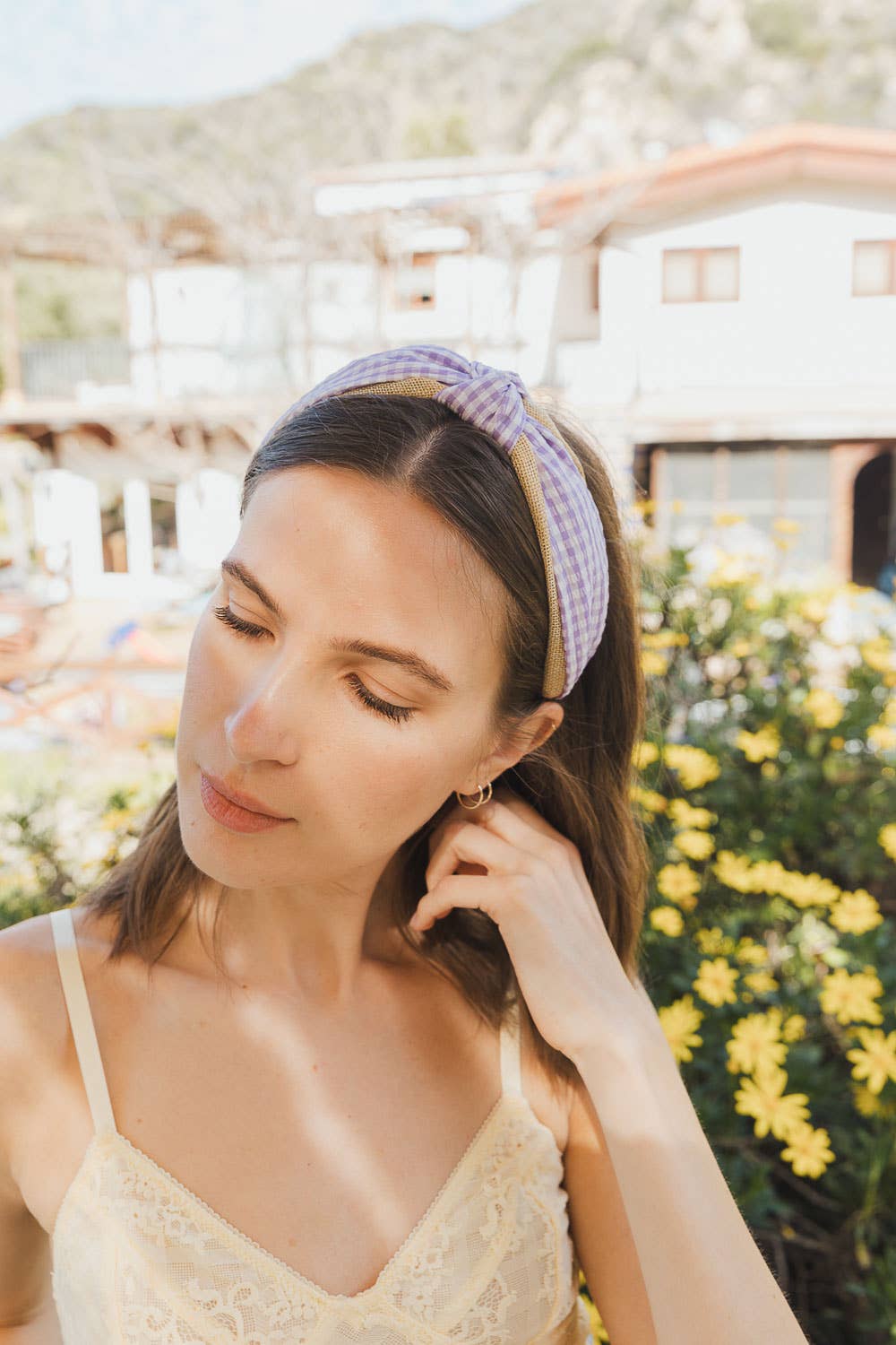 Leto Accessories - Wholesale Fashion Headband - Women's - Gingham Pique Woven Knot Headband 🌼0