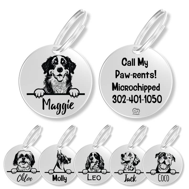 PawFurEver - Wholesale Pet identification tag – Dog - Personalized Breed Dog Tag (Bernese Mount)
