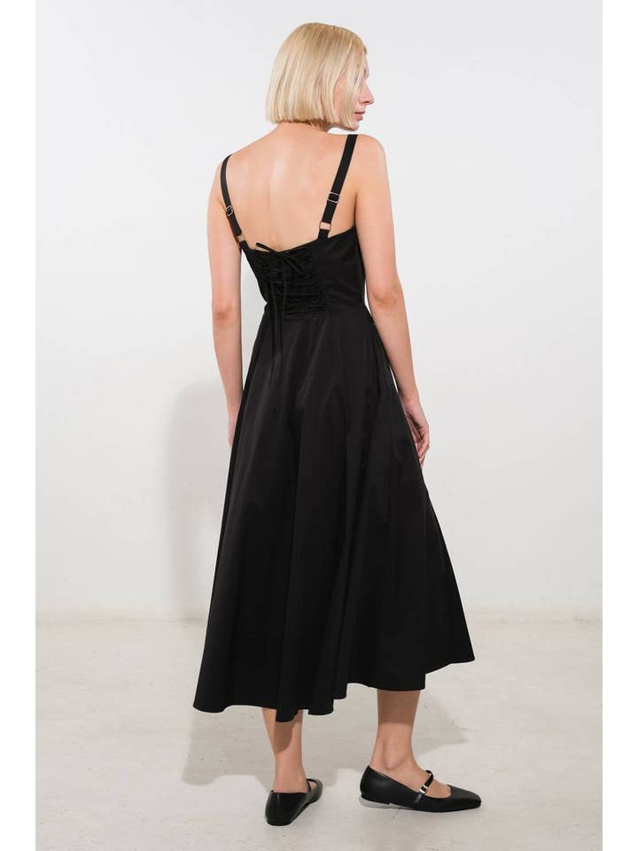 FLYING TOMATO - Wholesale Dress - Women's - A solid woven midi dress - FD1169