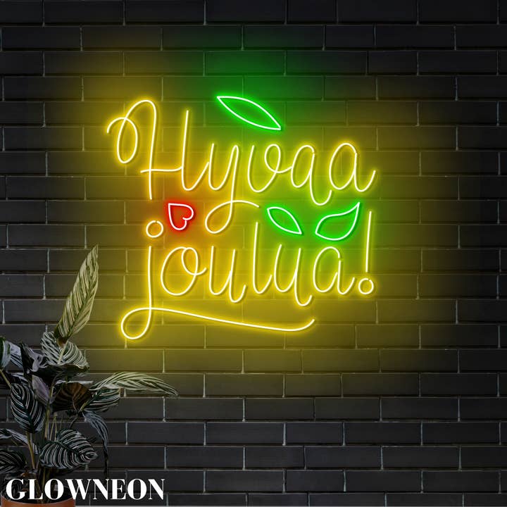 Finnish Hyvaa Joulua Neon Led Sign, Merry Christmas Wall Art for wholesale by Glow Neon