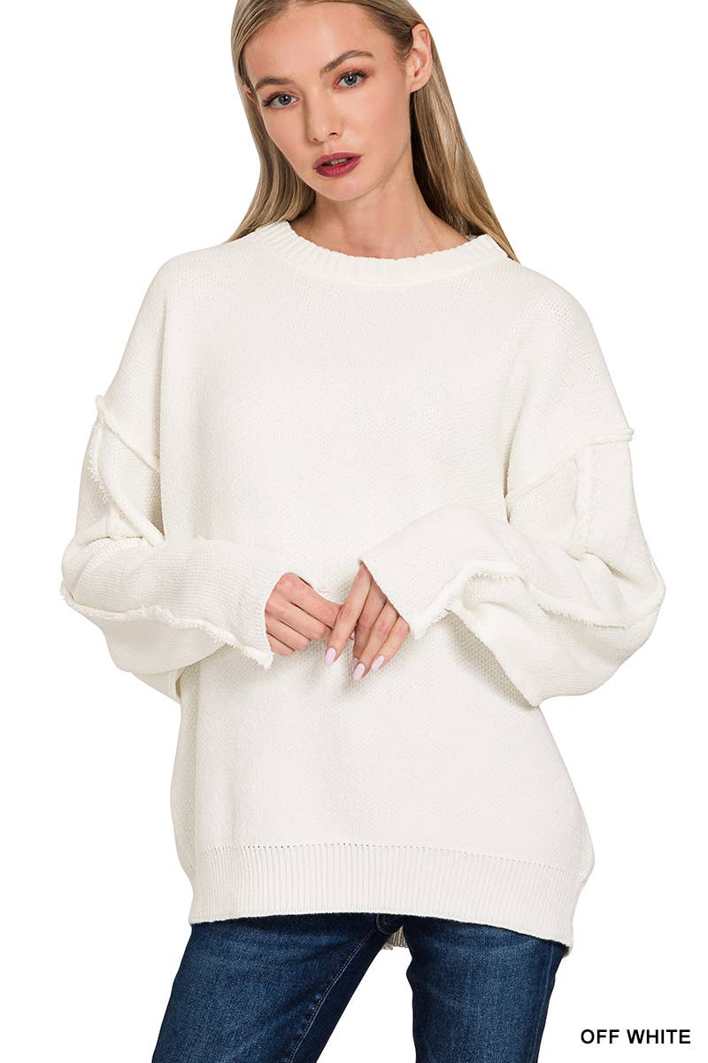 42POPS - Wholesale Knit Sweater - Women's - 1031 Exposed Seam Round Neck Sweater SI-283959