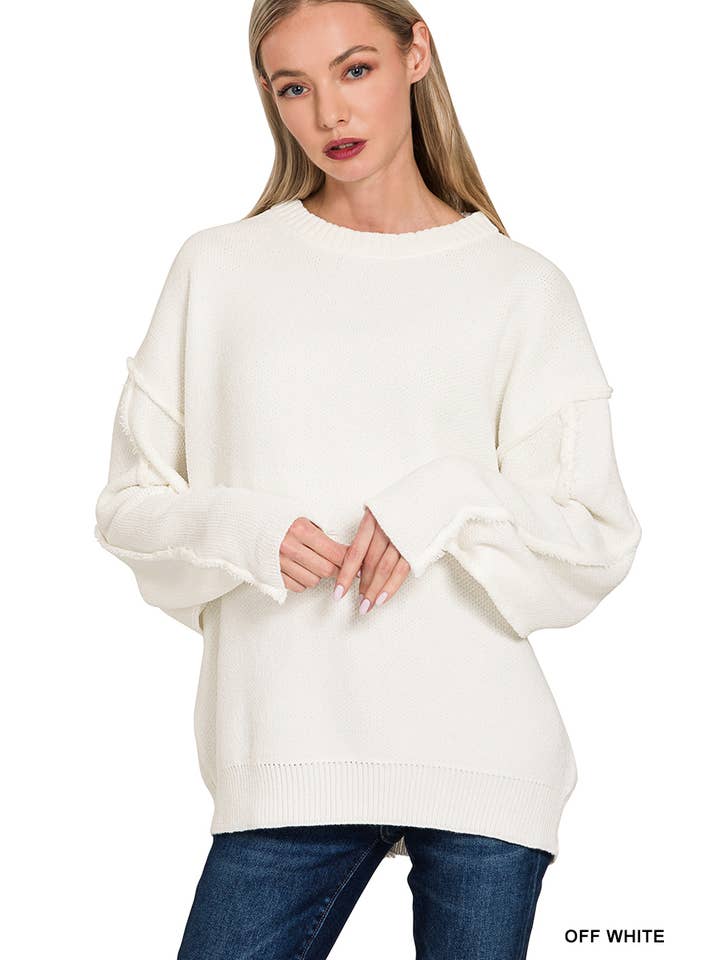 42POPS - Wholesale Knit Sweater - Women's - 0806 Exposed Seam Round Neck Sweater SI-2839510