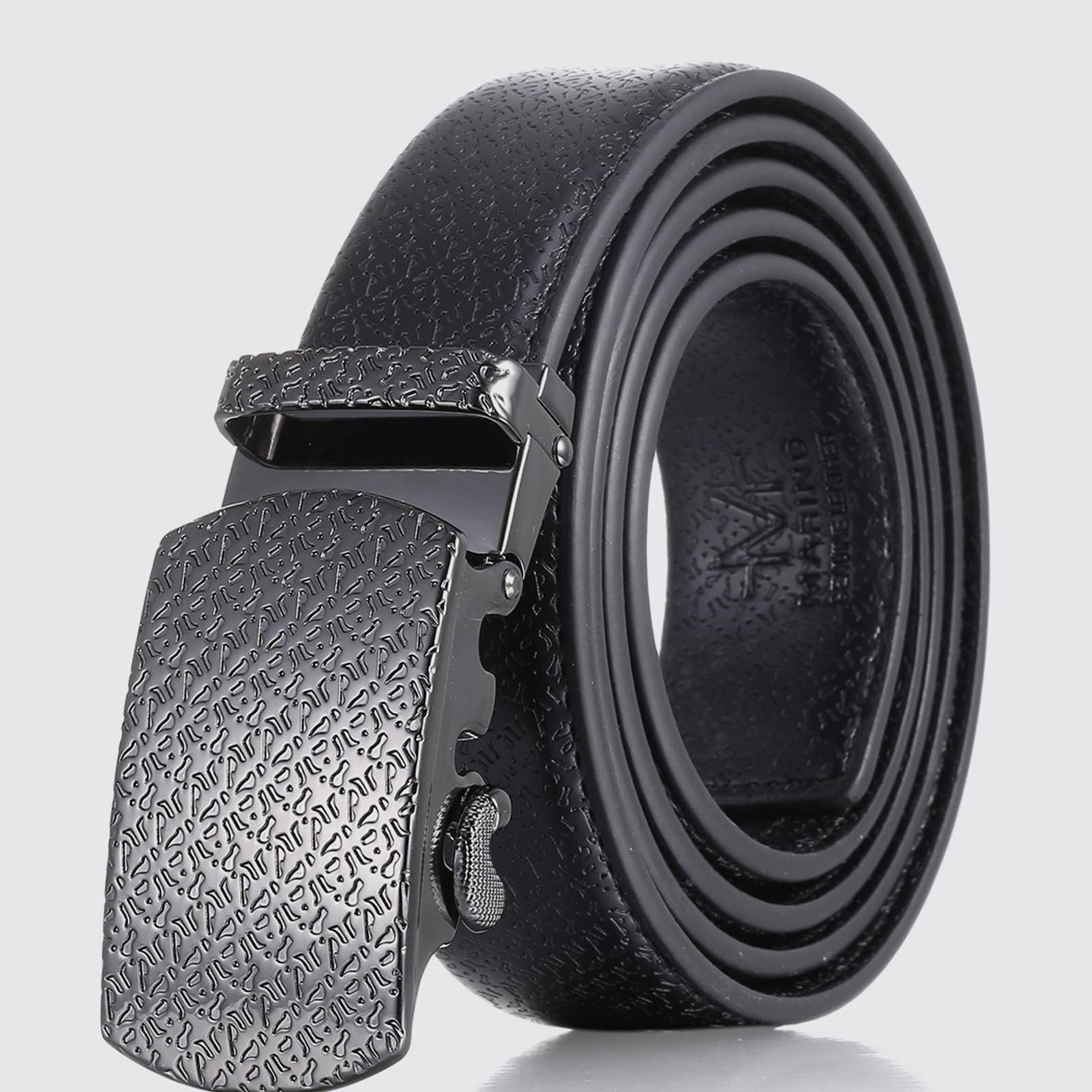 Deep Charcoal Shadowed Metallic Ratchet Belt for wholesale on Faire0