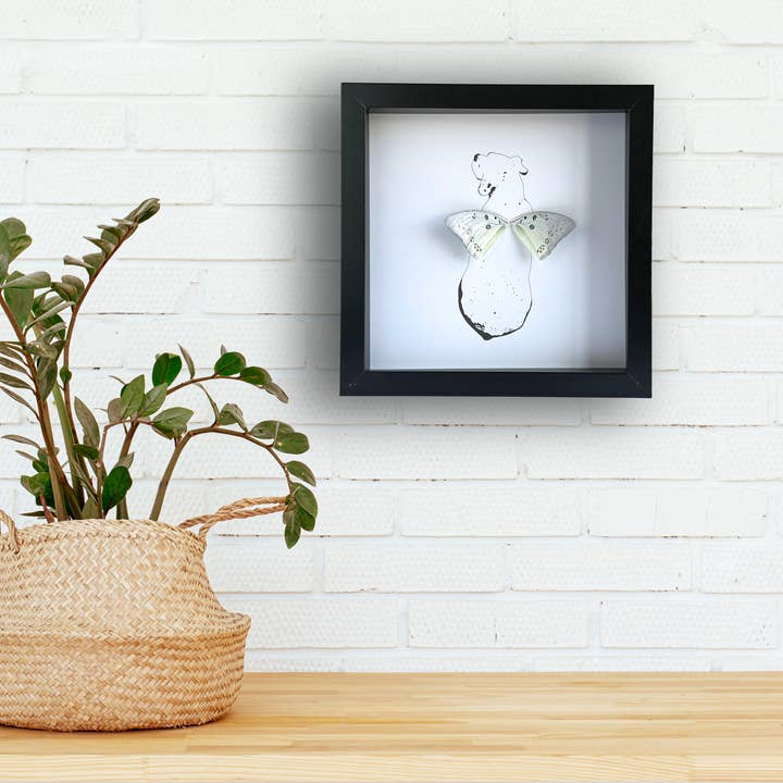 Isms - Wholesale Wall Accent - Sitting Dog Framed Boxer Art with Real Butterfly Wings4