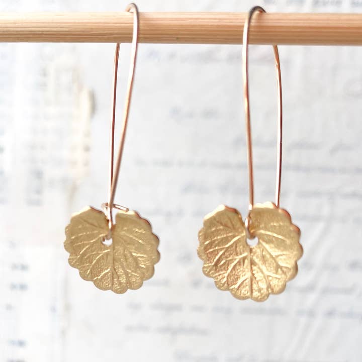 Red Truck Designs - Wholesale Dangle Earrings - Leaf Earrings Gold Lily Pad Earrings Woodland Jewelry