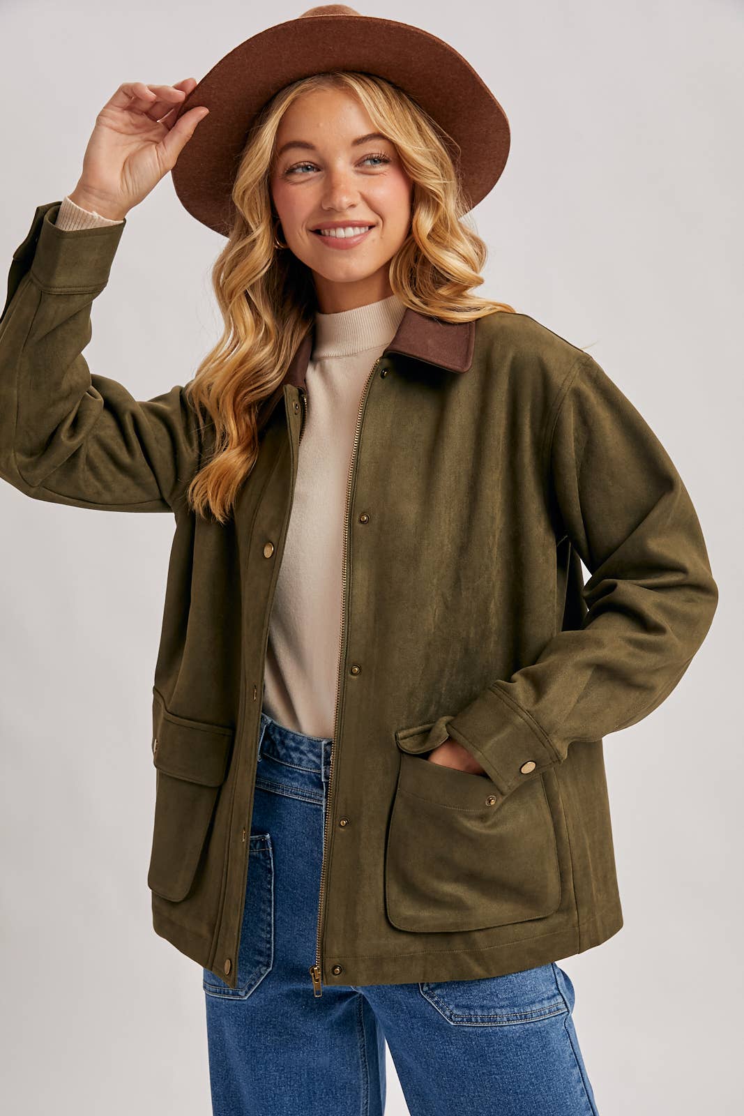 Bluivy - Wholesale Jacket - Women's - BUTTON DOWN FAUX SUEDE BARBOUR JACKET12