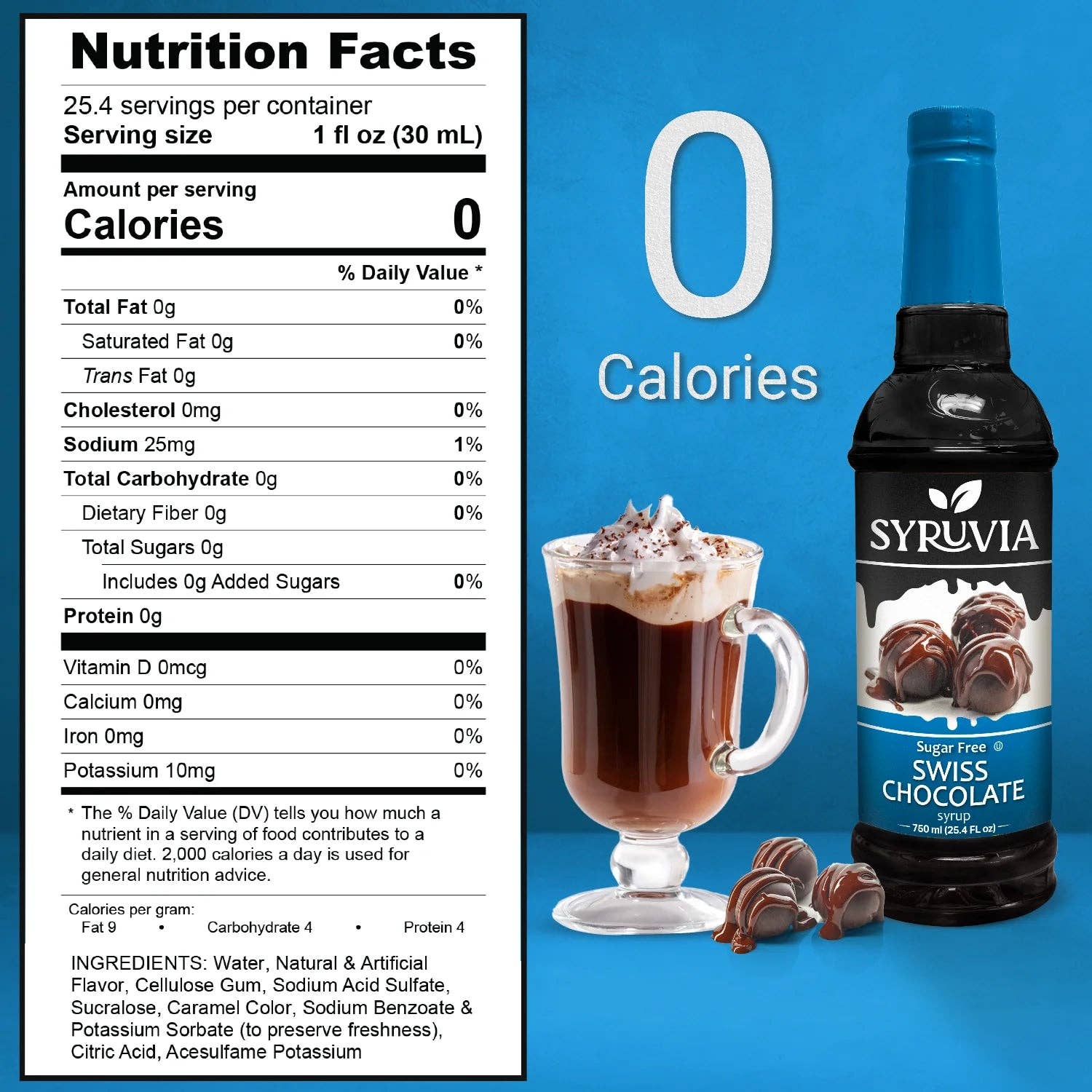 Syruvia - Wholesale Flavored Syrup - Sugar-Free Swiss Chocolate Syrup2