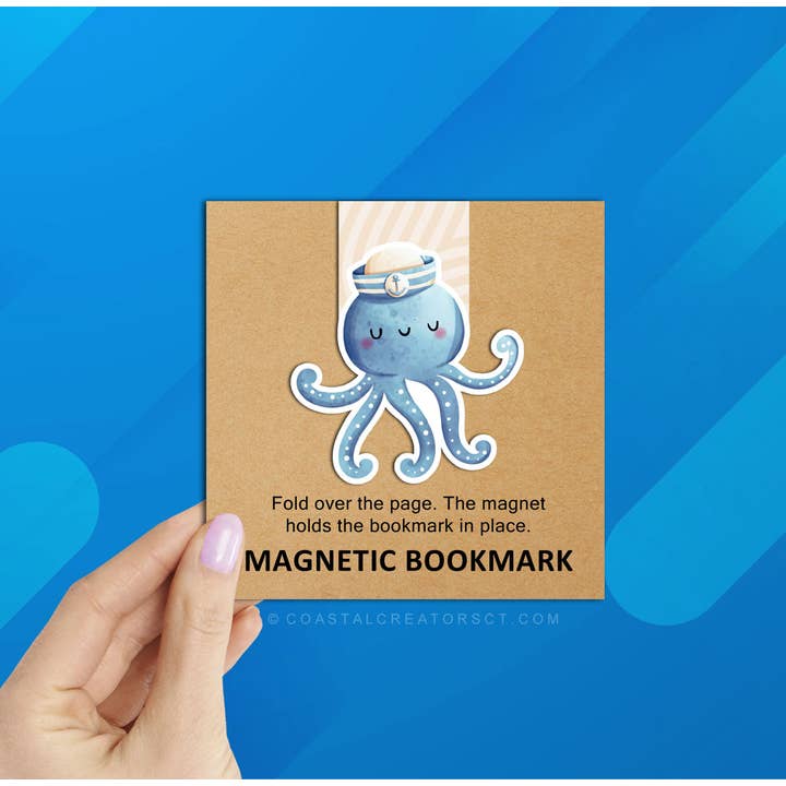 Octopus / Shell Reversible Magnetic Bookmark (Packaged) for wholesale by Coastal Creators of Connecticut