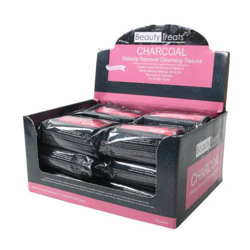 Beauty Treat Charcoal Makeup Remover, Box Set 12PC for wholesale by Majestic Wholesale