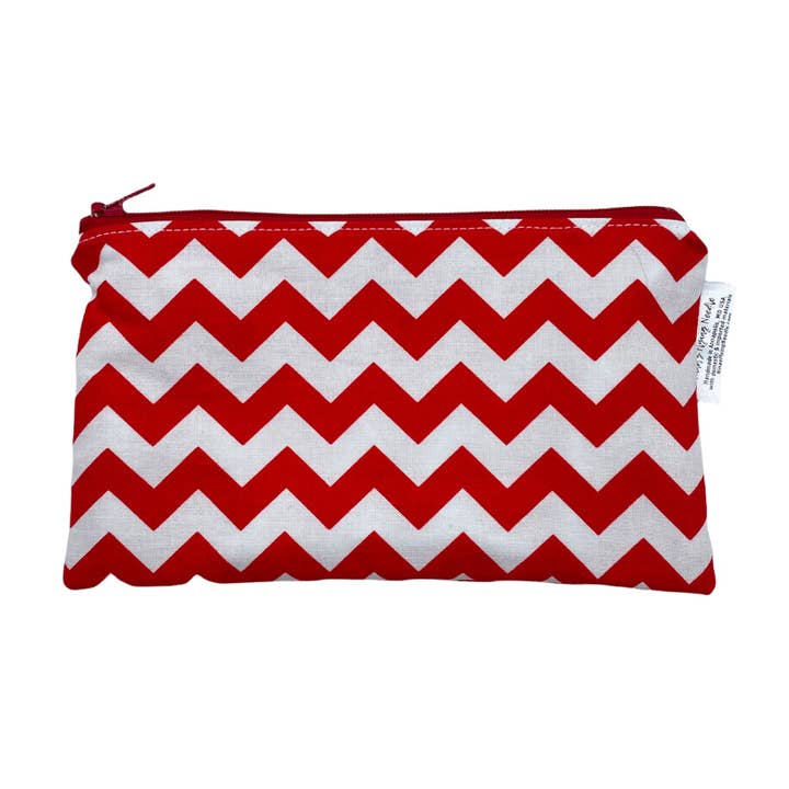 Knick Knack Sized Reusable Zippered Bag Chevron Red for wholesale by Nina's Flying Needle