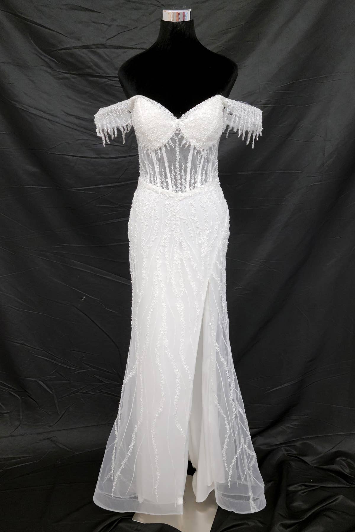 Chicas - Wholesale Gown - Women's - Off the Shoulder Sequin and Bead Long Dress C33141