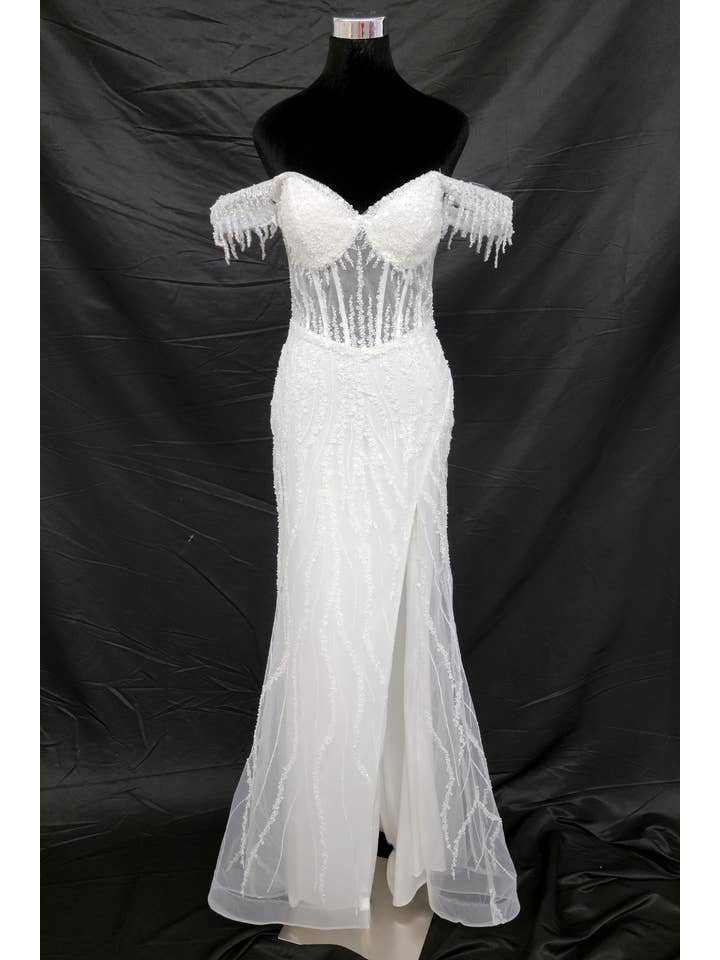 Chicas - Wholesale Gown - Women's - Off the Shoulder Sequin and Bead Long Dress C33141