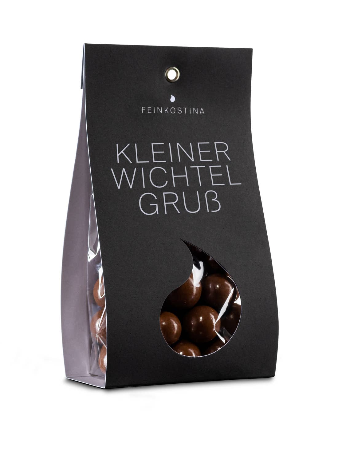 Feinkostina - Wholesale Chocolate Covered Sweets - Little gnome greeting - hazelnut dragees with milk chocolate