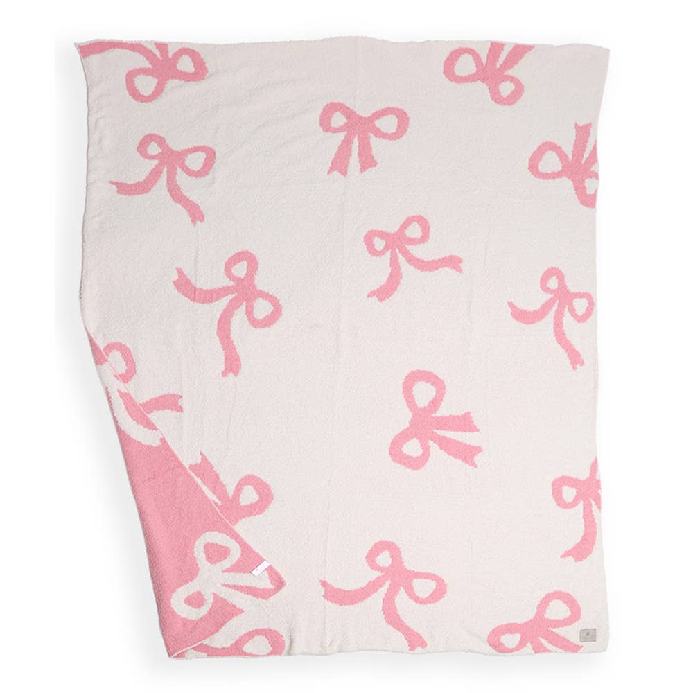 Sensibling Corp. - Wholesale Throw Blanket - Pink Ribbons / Bows Reversible Throw Blanket1