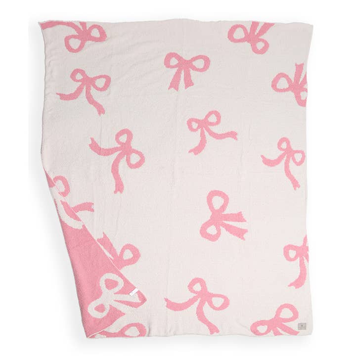 Sensibling Corp. - Wholesale Throw Blanket - Pink Ribbons / Bows Reversible Throw Blanket1