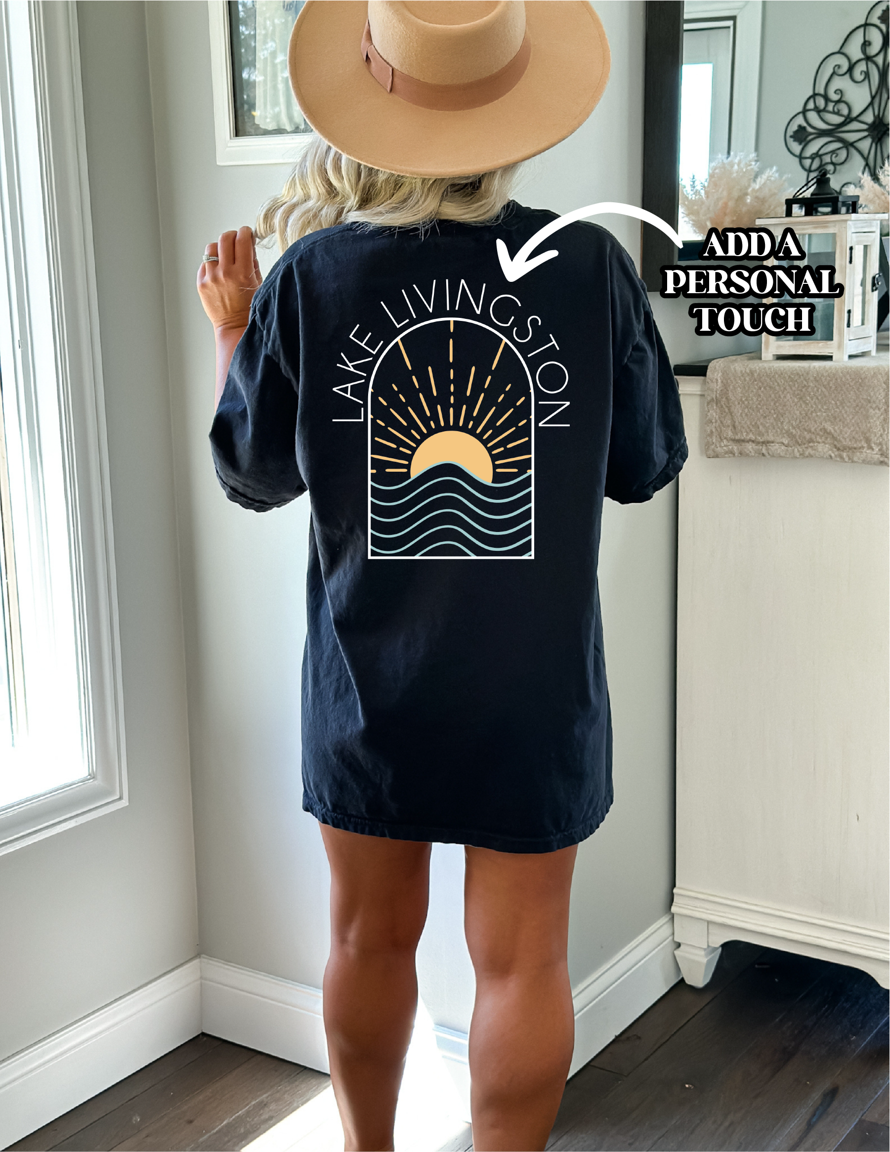 Negro Camiseta personalizada Lake Sunset | Ropa de verano de venta al por mayor en Faire1