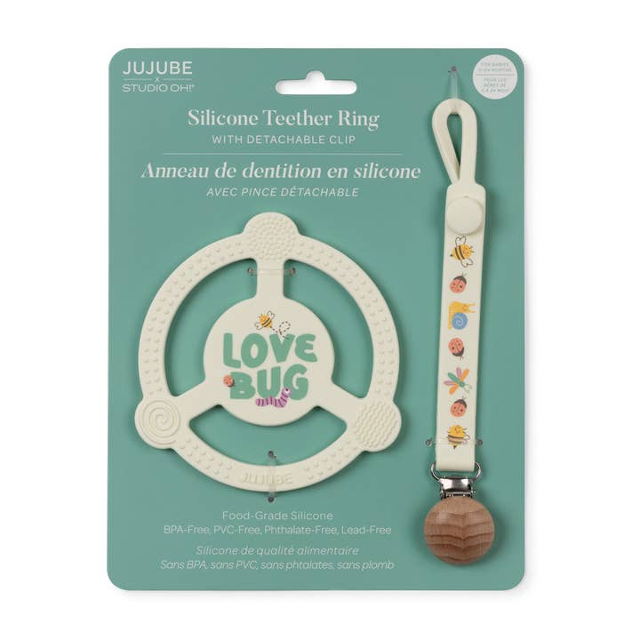 JuJuBe - Wholesale Teether (Not Clip-On) - Baby - Silicone Teether Ring with Detachable Clip Love Bug