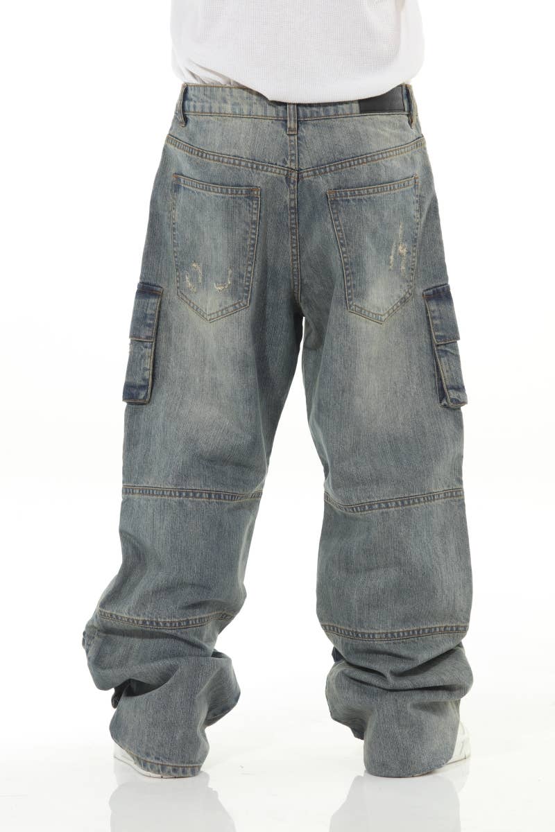 Stylo - Wholesale Jeans - Men's - Khaki Buckled Baggy9