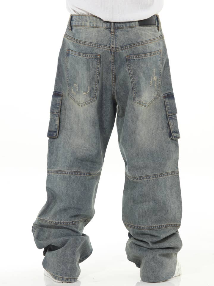 Stylo - Wholesale Jeans - Men's - Khaki Buckled Baggy9