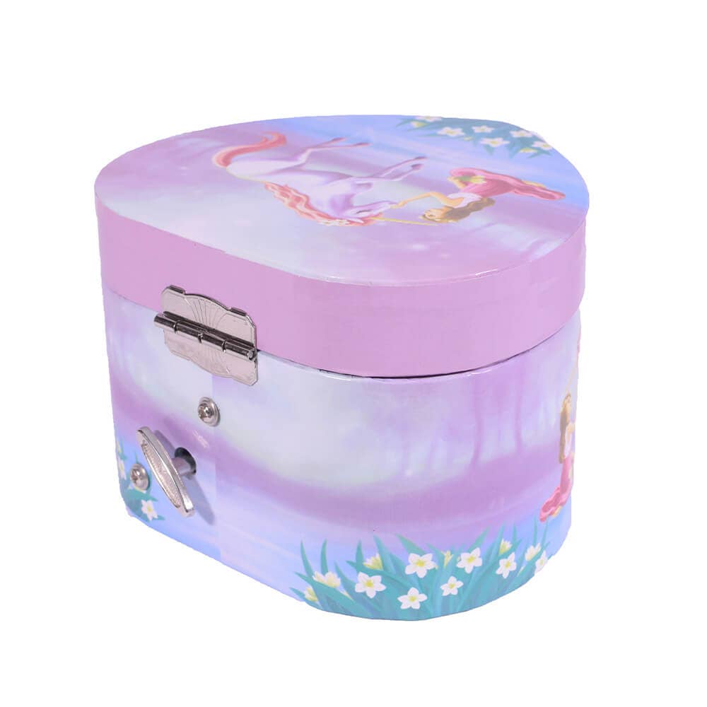 giftland – wholesale Smyckeskrin och organisatörer – Barn – Mini hjärta musikaliska smyckeskrin enhörning1