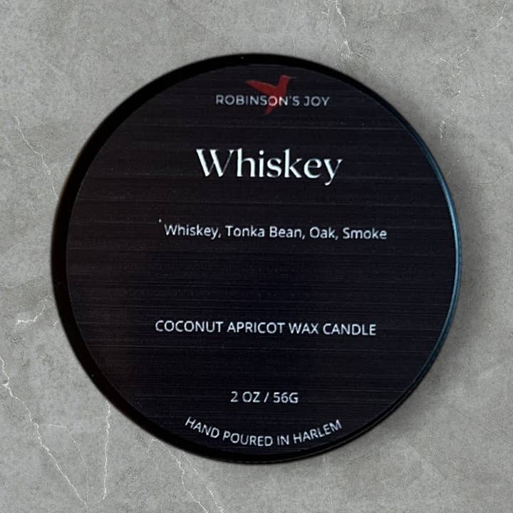 Bougie Whiskey 2oz - Collection Homme Étiquette Noire pour la vente par ROBINSON'S JOY