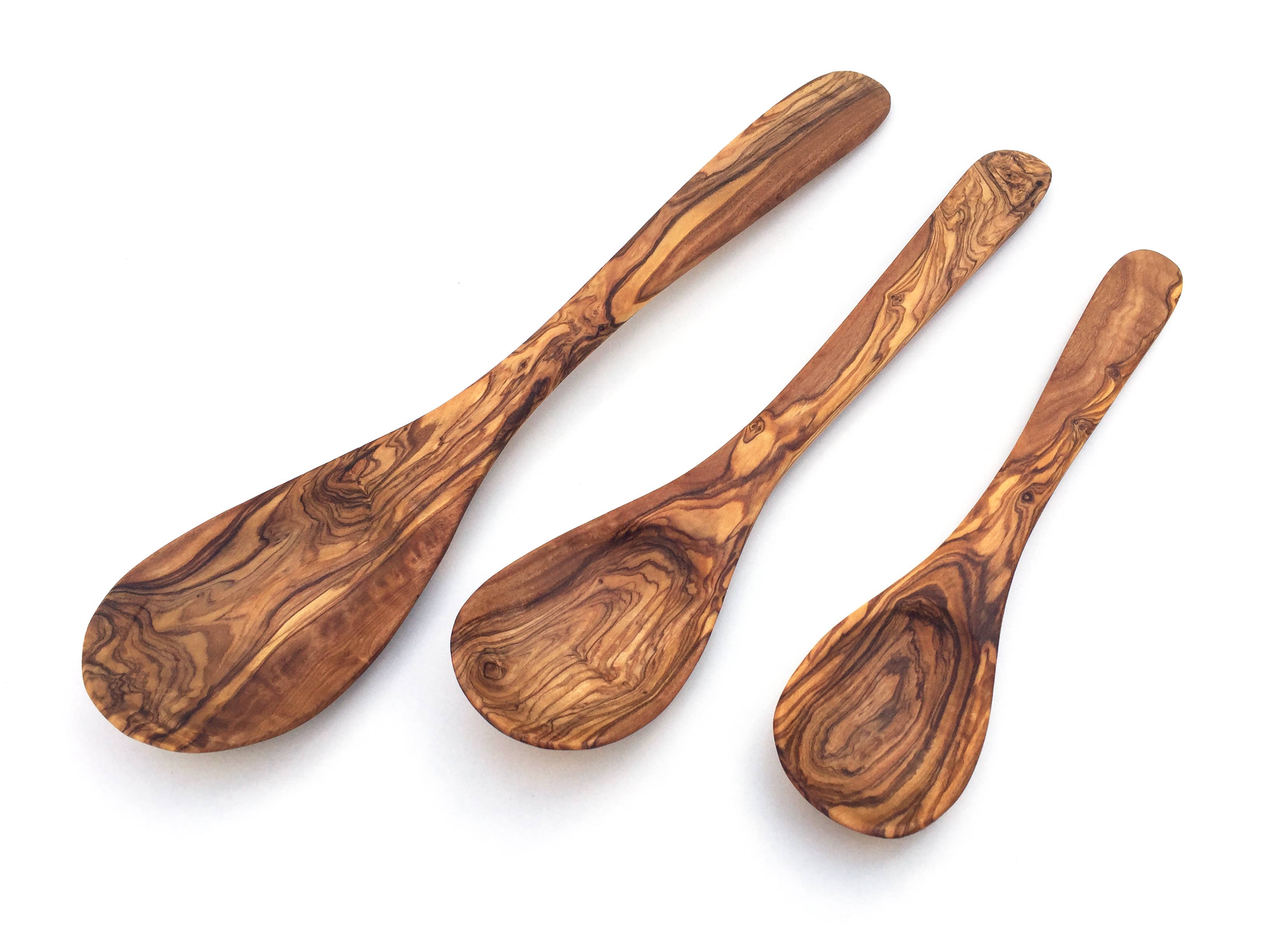 medina mood - Wholesale Kitchen Spoon - Hamburg cooking spoon with wide curved handle made of olive wood