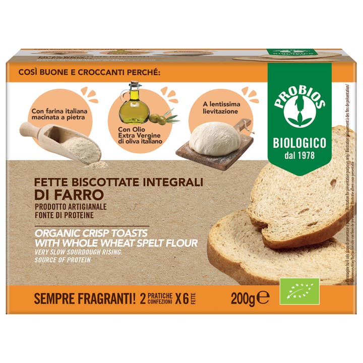 Probios - Vendita all'ingrosso Cracker - Fette biscottate biologiche artigianali di farro integrale